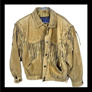 Vintage Wilson’s Leather Jacket Men’s Small Suede Leather Brown Tassel Fringe